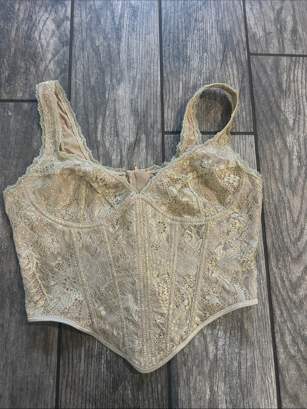 Lace Bustier Corset Top in Champagne gold